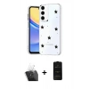 MARSİLYAN™- Galaxy A35 5G Kılıf Yörünge Form - Siyah 6D Antistatik Mat Seramik Hayalet Nano Ekran Koruyucu + Kamera Lens Koruma Cam - SF