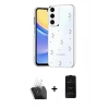 MARSİLYAN™- Galaxy A35 5G Kılıf Yörünge Form - Siyah 6D Antistatik Mat Seramik Hayalet Nano Ekran Koruyucu + Kamera Lens Koruma Cam - SF