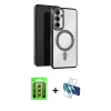 MARSİLYAN™- Galaxy A35 5G Kılıf Zirve Doku Prime - Siyah 3D Antistatik Seramik Nano Ekran Koruyucu + Raze Metal Kamera Lens - GS