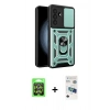 MARSİLYAN™- Galaxy A37 5G Kılıf Ahenk Klasik - Şeffaf 3D Antistatik Seramik Nano Ekran Koruyucu + Raze Metal Kamera Lens - GS