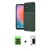 MARSİLYAN™- Galaxy A37 5G Kılıf Eksen Form Prime - Şeffaf 3D Antistatik Hayalet Cam Ekran Koruyucu + Raze Metal Kamera Lens - SH