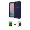 MARSİLYAN™- Galaxy A37 5G Kılıf Eksen Form Prime - Şeffaf 3D Antistatik Hayalet Cam Ekran Koruyucu + Raze Metal Kamera Lens - SH