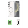 MARSİLYAN™- Galaxy A37 5G Kılıf Nova Işık Özel Seri - Şeffaf 3D Antistatik Hayalet Cam Ekran Koruyucu + Raze Metal Kamera Lens - GS