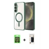 MARSİLYAN™- Galaxy A37 5G Kılıf Nova Işık Özel Seri - Şeffaf 3D Antistatik Hayalet Cam Ekran Koruyucu + Raze Metal Kamera Lens - GS