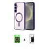 MARSİLYAN™- Galaxy A37 5G Kılıf Nova Işık Özel Seri - Şeffaf 3D Antistatik Hayalet Cam Ekran Koruyucu + Raze Metal Kamera Lens - SH
