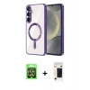 MARSİLYAN™- Galaxy A37 5G Kılıf Nova Işık Özel Seri - Şeffaf 3D Antistatik Hayalet Cam Ekran Koruyucu + Raze Metal Kamera Lens - GS