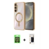 MARSİLYAN™- Galaxy A37 5G Kılıf Nova Işık Özel Seri - Şeffaf 3D Antistatik Hayalet Cam Ekran Koruyucu + Raze Metal Kamera Lens - GS