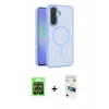 MARSİLYAN™- Galaxy A37 5G Kılıf Siluet Minimal Prime - Şeffaf 3D Antistatik Cam Ekran Koruyucu + Raze Metal Kamera Lens - SH