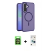 MARSİLYAN™- Galaxy A37 5G Kılıf Siluet Minimal Prime - Şeffaf 3D Antistatik Cam Ekran Koruyucu + Raze Metal Kamera Lens - GS