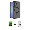 MARSİLYAN™- Galaxy A37 5G Kılıf Siluet Minimal Prime - Şeffaf 3D Antistatik Cam Ekran Koruyucu + Raze Metal Kamera Lens - SH