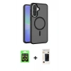 MARSİLYAN™- Galaxy A37 5G Kılıf Siluet Minimal Prime - Şeffaf 3D Antistatik Hayalet Cam Ekran Koruyucu + Raze Metal Kamera Lens - SH