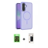 MARSİLYAN™- Galaxy A37 5G Kılıf Siluet Minimal Prime - Şeffaf 3D Antistatik Hayalet Cam Ekran Koruyucu + Raze Metal Kamera Lens - SH
