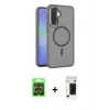 MARSİLYAN™- Galaxy A37 5G Kılıf Siluet Minimal Prime - Şeffaf 3D Antistatik Hayalet Cam Ekran Koruyucu + Raze Metal Kamera Lens - SH
