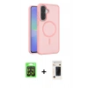 MARSİLYAN™- Galaxy A37 5G Kılıf Siluet Minimal Prime - Şeffaf 3D Antistatik Hayalet Cam Ekran Koruyucu + Raze Metal Kamera Lens - SH