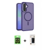 MARSİLYAN™- Galaxy A37 5G Kılıf Siluet Minimal Prime - Şeffaf 3D Antistatik Hayalet Cam Ekran Koruyucu + Raze Metal Kamera Lens - SH