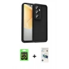 MARSİLYAN™- Galaxy A37 5G Kılıf Yankı Yansıma Özel Seri - Şeffaf 3D Antistatik Cam Ekran Koruyucu + Raze Metal Kamera Lens - SH
