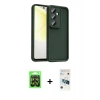 MARSİLYAN™- Galaxy A37 5G Kılıf Yankı Yansıma Özel Seri - Şeffaf 3D Antistatik Cam Ekran Koruyucu + Raze Metal Kamera Lens - SH