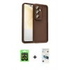 MARSİLYAN™- Galaxy A37 5G Kılıf Yankı Yansıma Özel Seri - Şeffaf 3D Antistatik Cam Ekran Koruyucu + Raze Metal Kamera Lens - SH