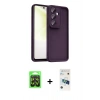 MARSİLYAN™- Galaxy A37 5G Kılıf Yankı Yansıma Özel Seri - Şeffaf 3D Antistatik Cam Ekran Koruyucu + Raze Metal Kamera Lens - SH