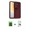 MARSİLYAN™- Galaxy A37 5G Kılıf Yankı Yansıma Özel Seri - Şeffaf 3D Antistatik Cam Ekran Koruyucu + Raze Metal Kamera Lens - SH