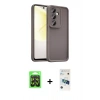 MARSİLYAN™- Galaxy A37 5G Kılıf Yankı Yansıma Özel Seri - Şeffaf 3D Antistatik Cam Ekran Koruyucu + Raze Metal Kamera Lens - SH