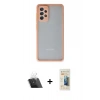 MARSİLYAN™- Galaxy A52 Kılıf Ahenk Çizgi Serisi - Siyah 6D Mat Seramik Hayalet Nano Ekran Koruyucu + Kamera Lens Koruma Cam - SF