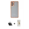 MARSİLYAN™- Galaxy A52 Kılıf Ahenk Çizgi Serisi - Siyah Mat Seramik Nano Ekran Koruyucu + Kamera Lens Koruma Cam - SF