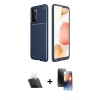 MARSİLYAN™- Galaxy A52 Kılıf Eksen Form Prime - Siyah 3D Antistatik Mat Seramik Nano Ekran Koruyucu + Kamera Lens Koruma Cam - SF