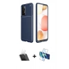 MARSİLYAN™- Galaxy A52 Kılıf Eksen Form Prime - Siyah 3D Antistatik Seramik Nano Ekran Koruyucu + Şeffaf Kamera Lens Koruma Cam