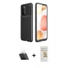 MARSİLYAN™- Galaxy A52 Kılıf Eksen Form Prime - Siyah Mat Seramik Nano Ekran Koruyucu + Kamera Lens Koruma Cam - SF