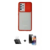 MARSİLYAN™- Galaxy A52 Kılıf Vadi Çizgi - Siyah 3D Antistatik Mat Seramik Nano Ekran Koruyucu + Kamera Lens Koruma Cam - SF