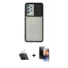 MARSİLYAN™- Galaxy A52 Kılıf Vadi Çizgi - Siyah 3D Antistatik Mat Seramik Nano Ekran Koruyucu + Kamera Lens Koruma Cam - SF