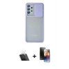 MARSİLYAN™- Galaxy A52 Kılıf Vadi Çizgi - Siyah 3D Antistatik Mat Seramik Nano Ekran Koruyucu + Kamera Lens Koruma Cam - SF