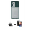 MARSİLYAN™- Galaxy A52 Kılıf Vadi Çizgi - Siyah 3D Antistatik Mat Seramik Nano Ekran Koruyucu + Kamera Lens Koruma Cam - SF