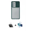 MARSİLYAN™- Galaxy A52 Kılıf Vadi Çizgi - Siyah 3D Antistatik Seramik Nano Ekran Koruyucu + Kamera Lens Koruma Cam - SF