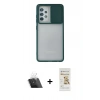 MARSİLYAN™- Galaxy A52 Kılıf Vadi Çizgi - Siyah Mat Seramik Nano Ekran Koruyucu + Şeffaf Kamera Lens Koruma Cam