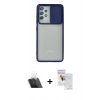 MARSİLYAN™- Galaxy A52 Kılıf Vadi Çizgi - Siyah Seramik Nano Ekran Koruyucu + Kamera Lens Koruma Cam - SF