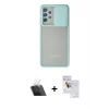 MARSİLYAN™- Galaxy A52 Kılıf Vadi Çizgi - Siyah Seramik Nano Ekran Koruyucu + Kamera Lens Koruma Cam - SF