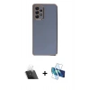 MARSİLYAN™- Galaxy A52 Kılıf Yankı Serisi - Siyah 3D Antistatik Cam Ekran Koruyucu + Kamera Lens Koruma Cam - SF