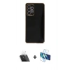 MARSİLYAN™- Galaxy A52 Kılıf Yankı Serisi - Siyah 3D Antistatik Cam Ekran Koruyucu + Kamera Lens Koruma Cam - SF