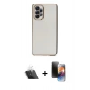 MARSİLYAN™- Galaxy A52 Kılıf Yankı Serisi - Siyah 3D Antistatik Mat Seramik Nano Ekran Koruyucu + Kamera Lens Koruma Cam - SF