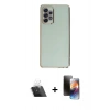 MARSİLYAN™- Galaxy A52 Kılıf Yankı Serisi - Siyah 3D Antistatik Mat Seramik Nano Ekran Koruyucu + Kamera Lens Koruma Cam - SF