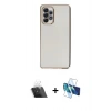 MARSİLYAN™- Galaxy A52 Kılıf Yankı Serisi - Siyah 3D Antistatik Seramik Nano Ekran Koruyucu + Kamera Lens Koruma Cam - SF