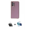 MARSİLYAN™- Galaxy A52 Kılıf Yankı Serisi - Siyah 3D Antistatik Seramik Nano Ekran Koruyucu + Kamera Lens Koruma Cam - SF