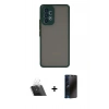 MARSİLYAN™- Galaxy A53 5G Kılıf Ahenk Çizgi Serisi - Siyah 3D Antistatik Hayalet Cam Ekran Koruyucu + Kamera Lens Koruma Cam - SF