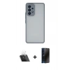 MARSİLYAN™- Galaxy A53 5G Kılıf Ahenk Çizgi Serisi - Siyah 3D Antistatik Hayalet Cam Ekran Koruyucu + Kamera Lens Koruma Cam - SF