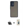 MARSİLYAN™- Galaxy A53 5G Kılıf Ahenk Çizgi Serisi - Siyah 6D Mat Seramik Hayalet Nano Ekran Koruyucu + Kamera Lens Koruma Cam - SF