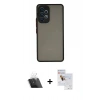 MARSİLYAN™- Galaxy A53 5G Kılıf Ahenk Çizgi Serisi - Siyah Seramik Nano Ekran Koruyucu + Kamera Lens Koruma Cam - SF
