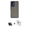 MARSİLYAN™- Galaxy A53 5G Kılıf Ahenk Çizgi Serisi - Siyah Seramik Nano Ekran Koruyucu + Kamera Lens Koruma Cam - SF