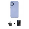 MARSİLYAN™- Galaxy A53 5G Kılıf Ahenk Serisi - Siyah 3D Antistatik Hayalet Cam Ekran Koruyucu + Kamera Lens Koruma Cam - SF